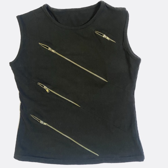 Vintage Black Zipper Tank Top - Picture 5 of 9